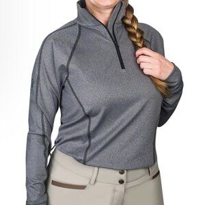 OVATION 1/4 ZIP Long Sleeve GRAY/BLACK ladies size M NWT
